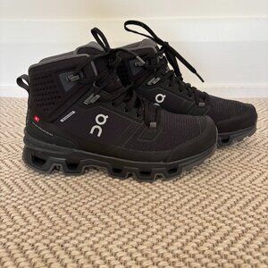 On Cloudrock 2 Women's Waterproof Hiking Boots - Size 6.5 in Black Eclipse
